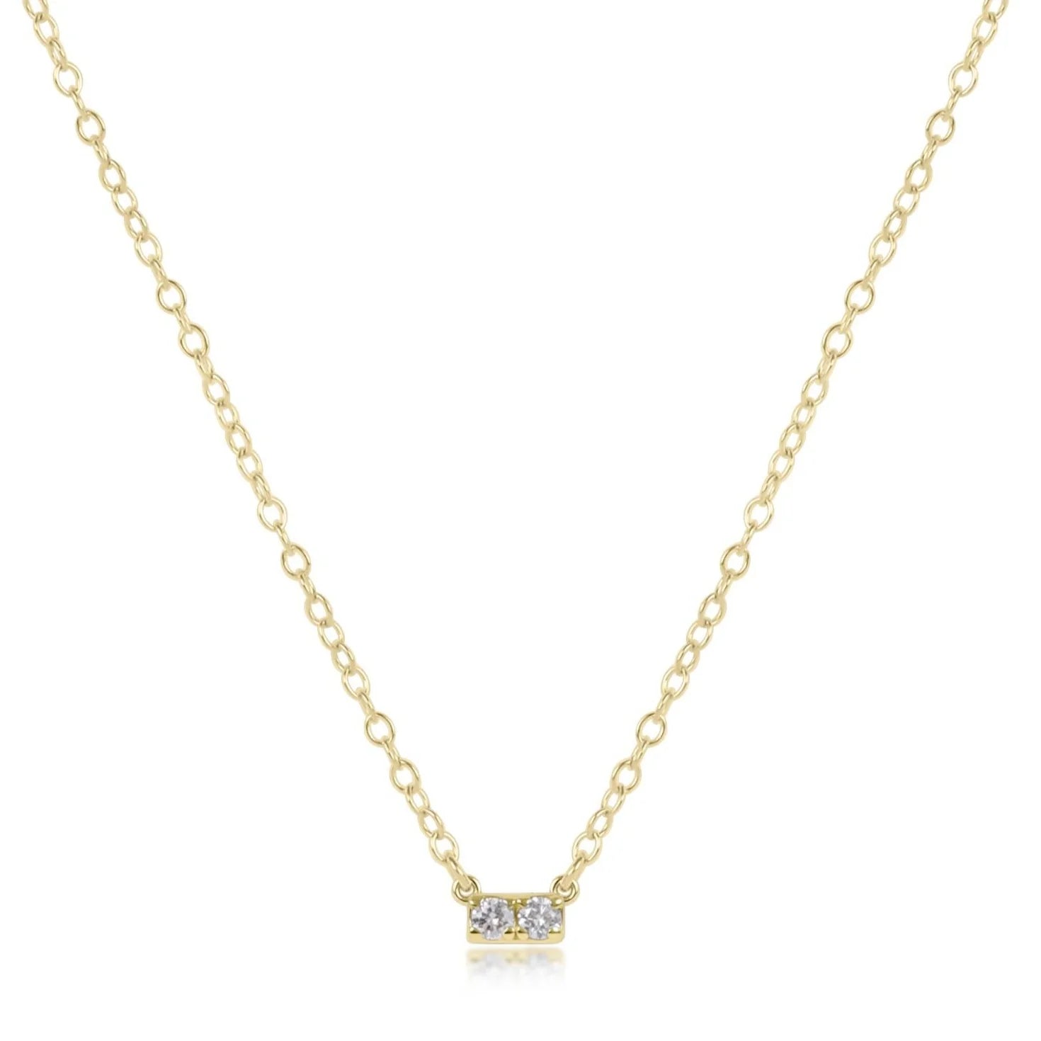 14kt gold and diamond significance bar necklace - two
