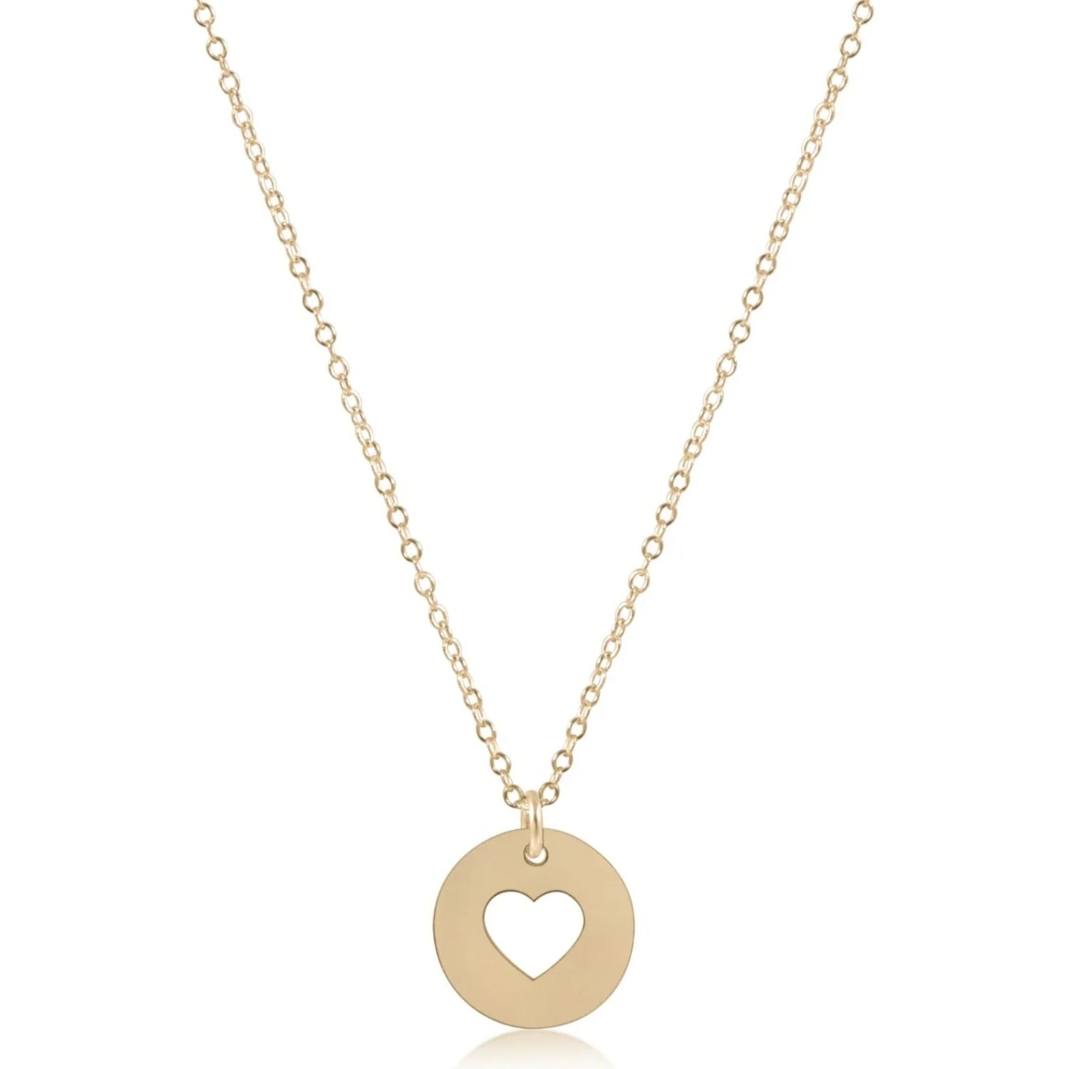16" necklace gold - love gold disc