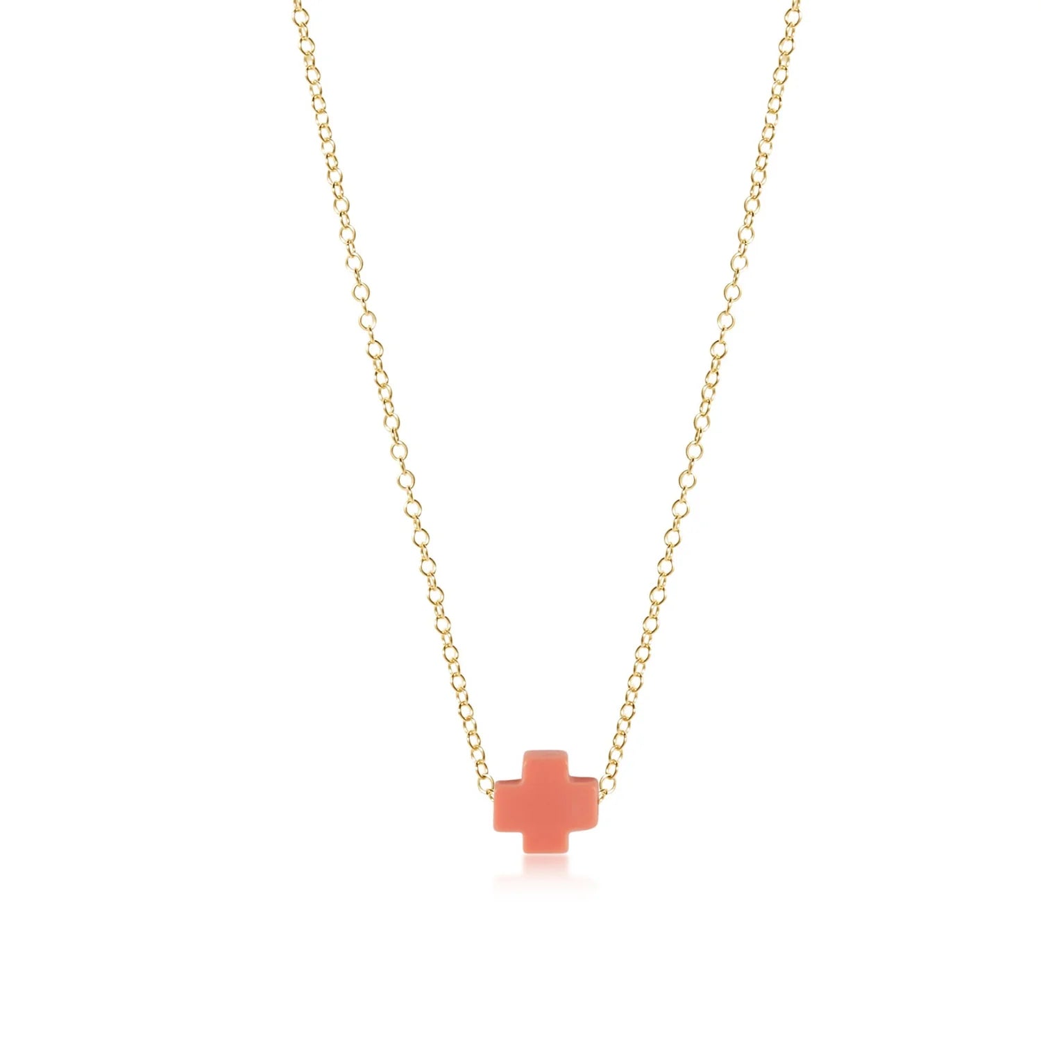 16" necklace gold - signature cross coral