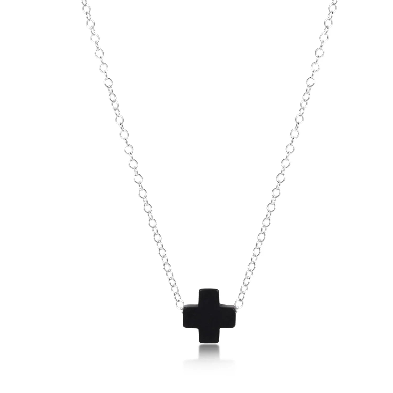 16" necklace sterling - signature cross onyx