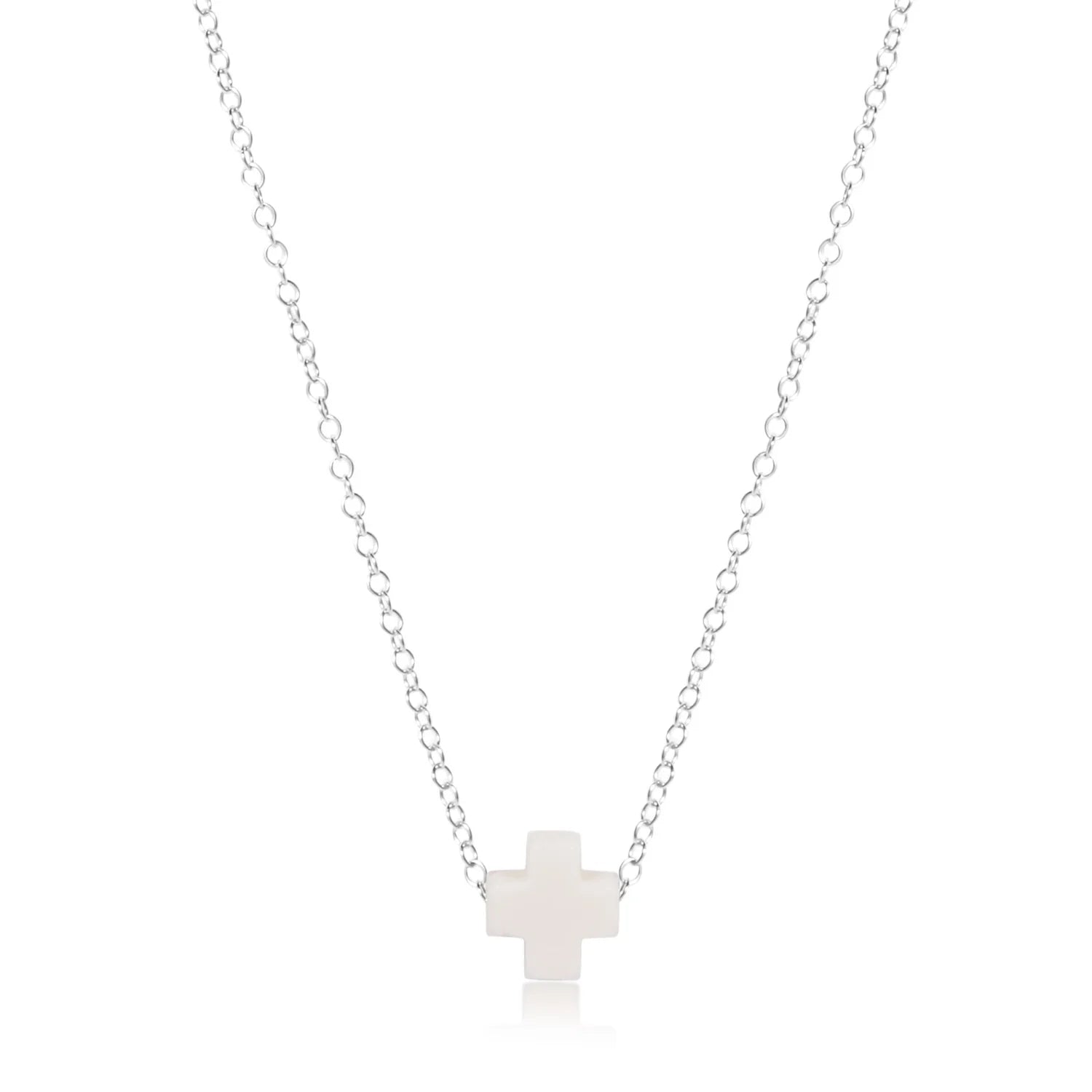 16" necklace sterling - signature cross white