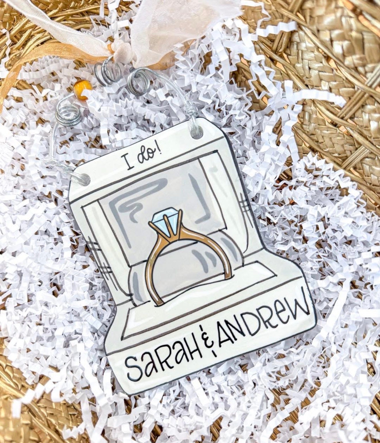 Engagement Flat Ceramic Ornament