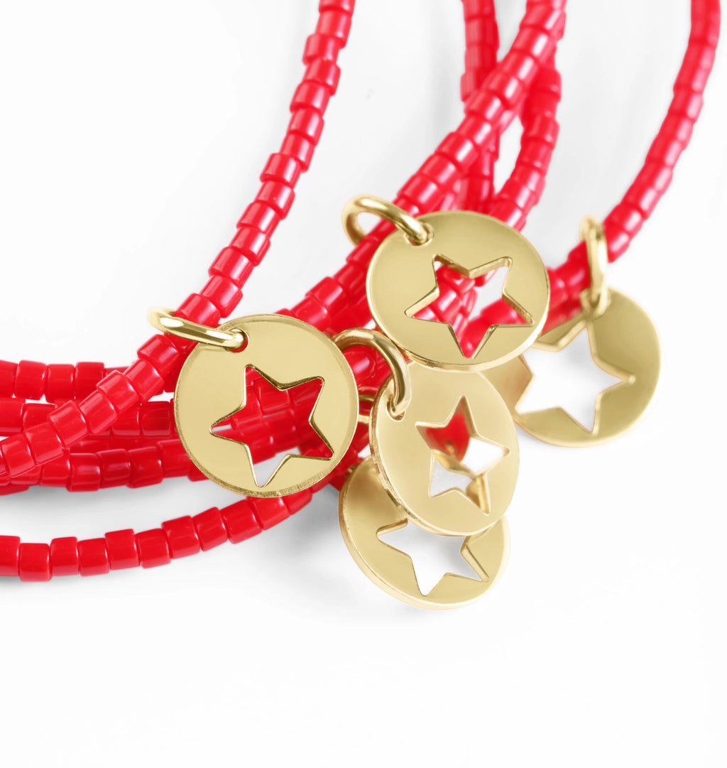 hope classic bracelet - red - star small gold disc