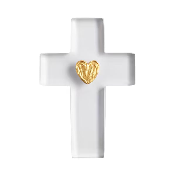 Clear Resin Gold Heart Cross