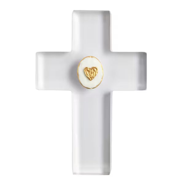 Clear Resin Intaglio Heart Cross