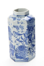 Chrysanthemum Hand-Painted Blue and White Vase