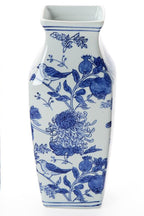 Chrysanthemum Hand-Painted Blue and White Vase