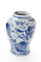 Chrysanthemum Hand-Painted Blue and White Vase