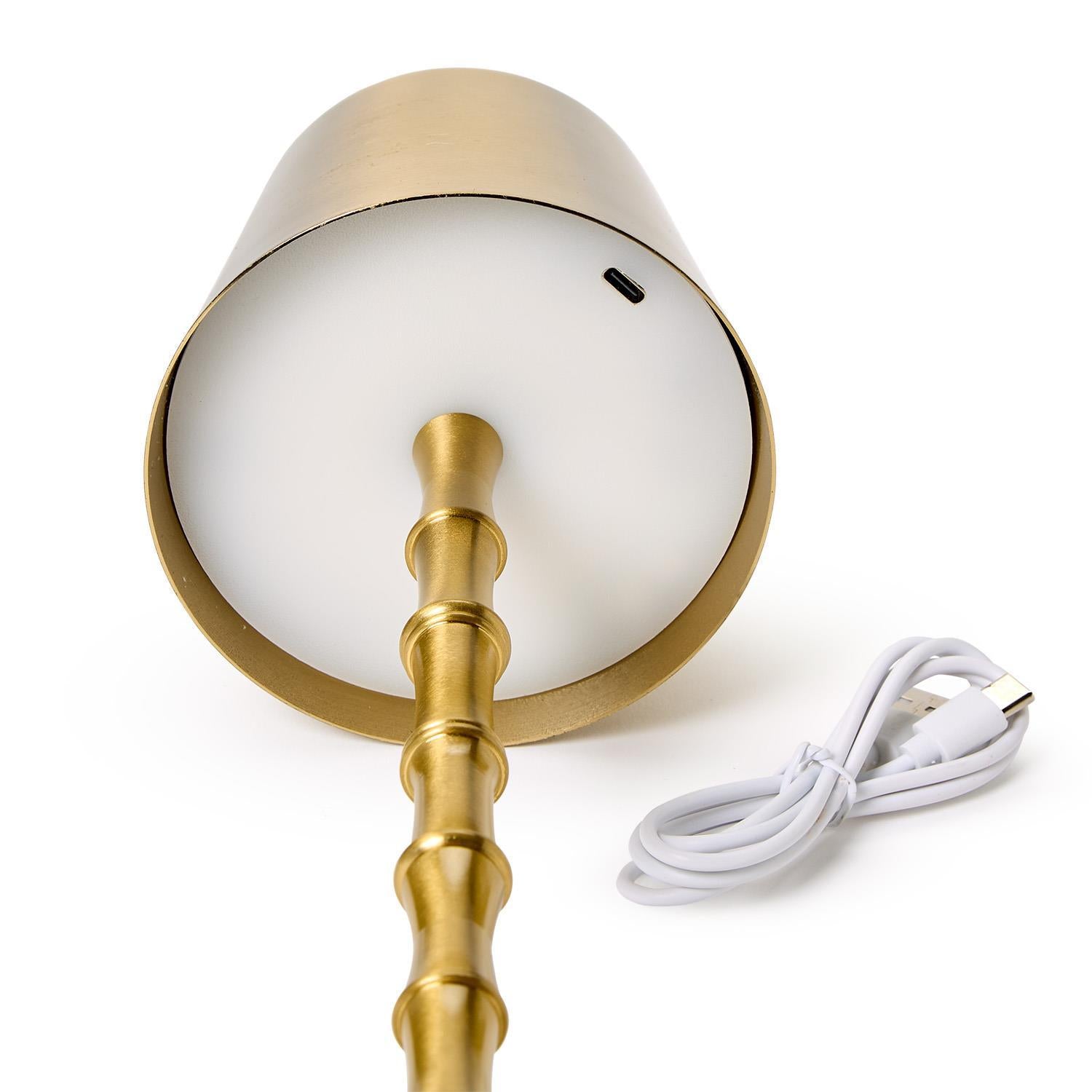 LED Portable Cordless Gold Bamboo Lamp