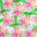 Reindeer Acrylic Christmas Ornament Pink Bow