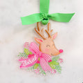 Reindeer Acrylic Christmas Ornament Pink Bow