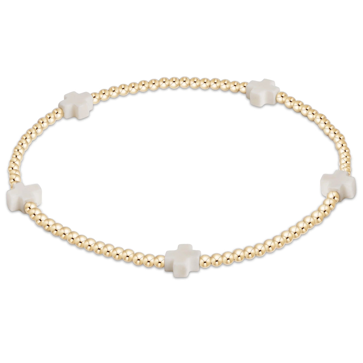 egirl signature cross small 2mm gold bracelet - off white