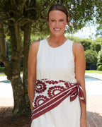 Lucy Floral Scarf Large Maroon White