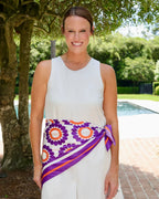 Lucy Floral Scarf Large Purple Orange