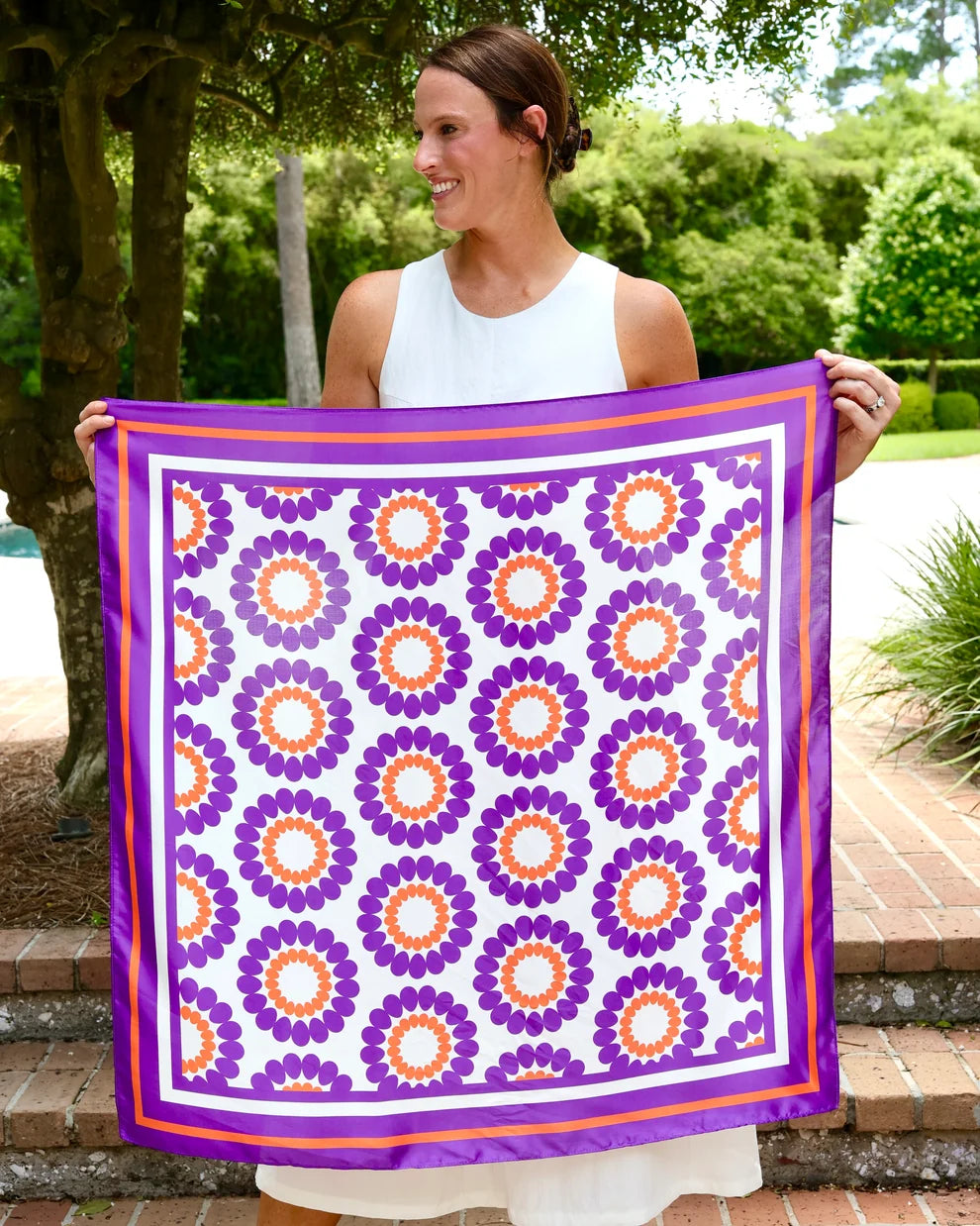 Lucy Floral Scarf Large Purple Orange
