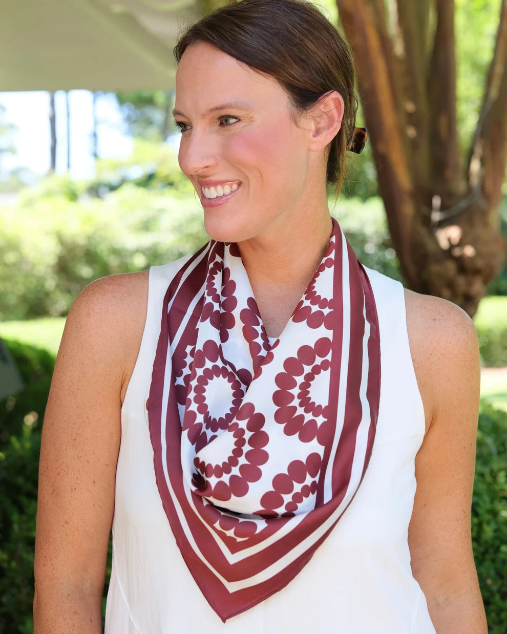Lucy Floral Scarf Medium Maroon White