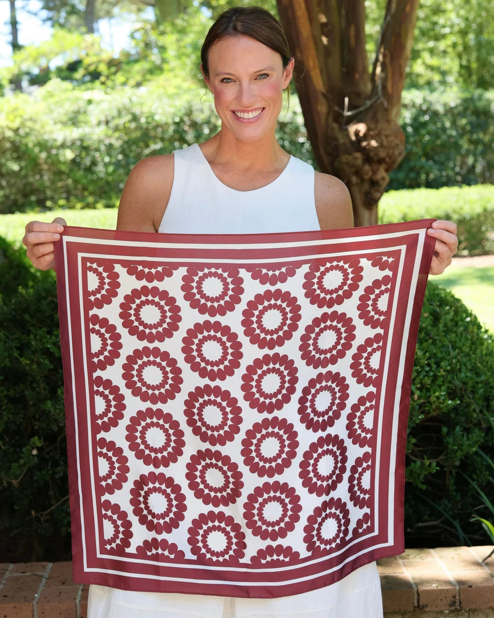 Lucy Floral Scarf Medium Maroon White
