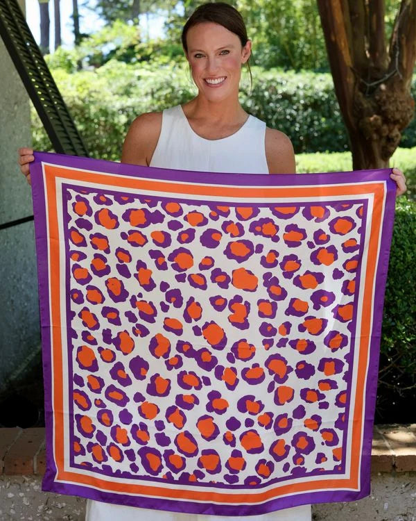 Meredith Spotted Scarf Large Purple Orange