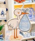 Stork It's A Boy Flat Ornament
