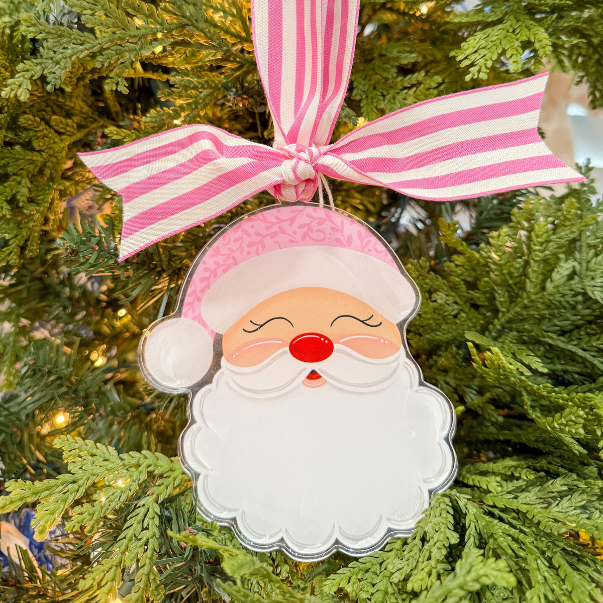Pink Santa Claus Acrylic Christmas Ornament