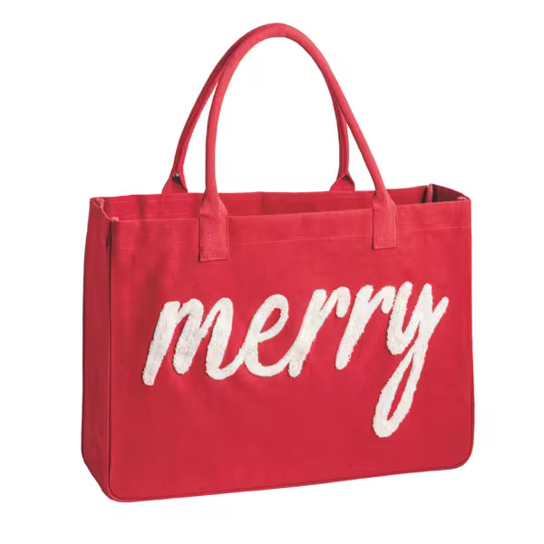 Red Merry Canvas Tote