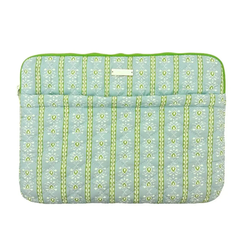 Rosemary Stripe Blue Quilted Laptop Case
