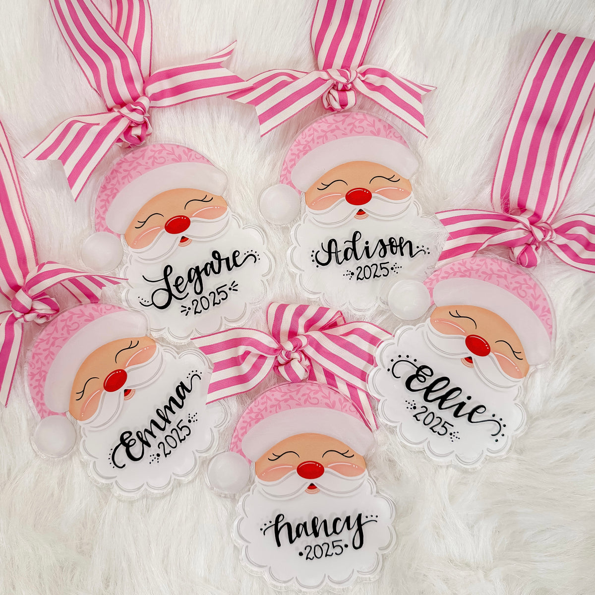 Pink Santa Claus Acrylic Christmas Ornament