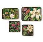 Vintage Floral Print Metal Trinket Desk Tray