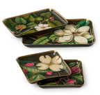 Vintage Floral Print Metal Trinket Desk Tray
