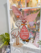 Stork It's A Girl Flat Ornament