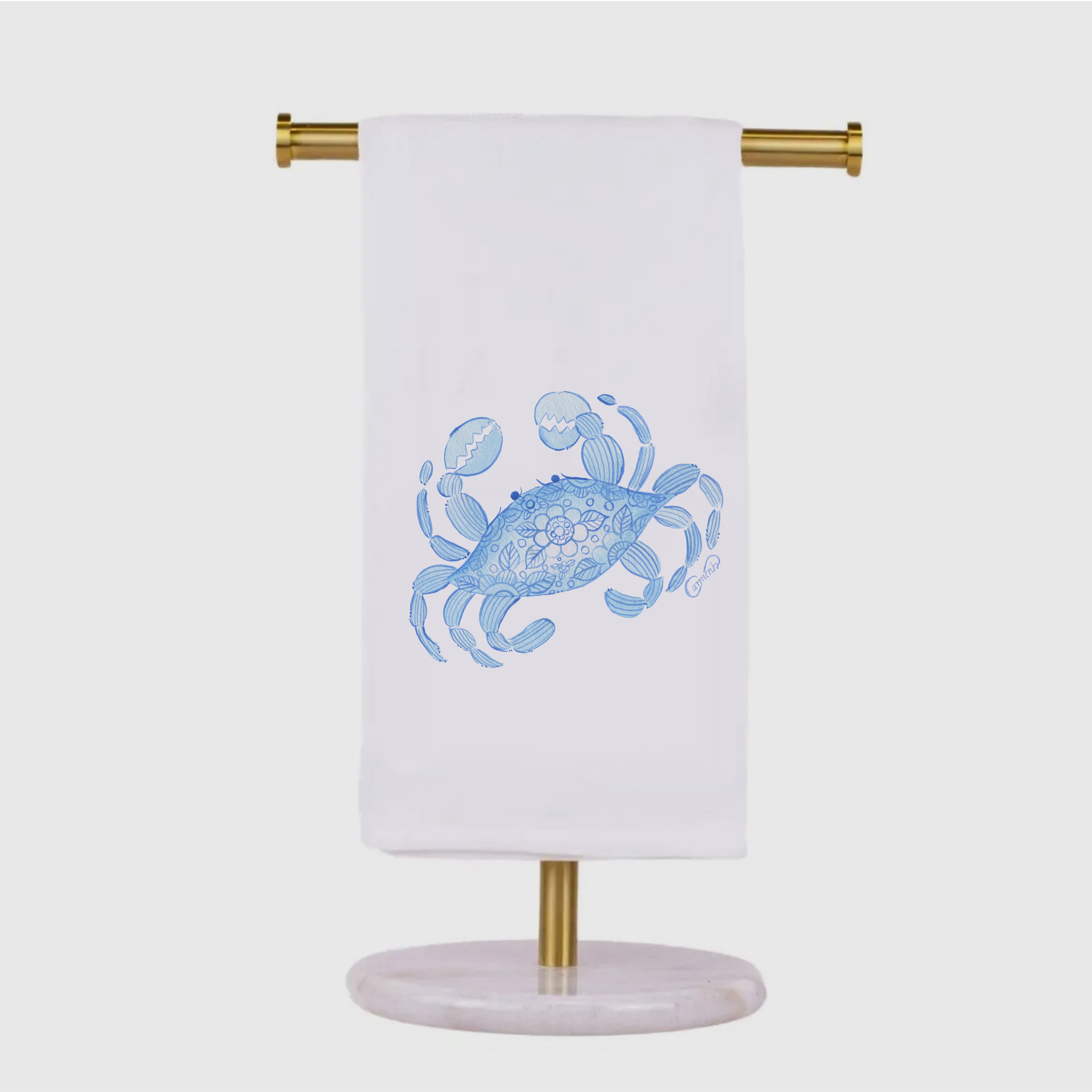 Floral Coastal Crab Tea Towel