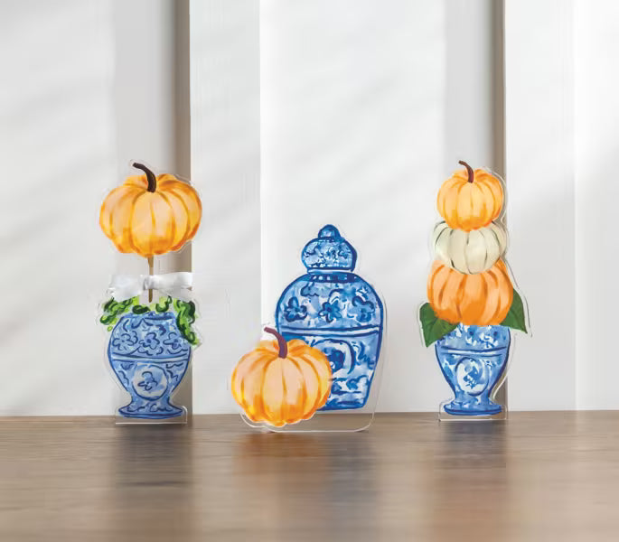 Pumpkin Topiary Acrylic Sitter
