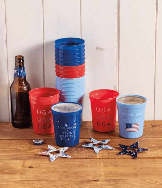 Blue Americana Party Cup Set with Bottle Opener