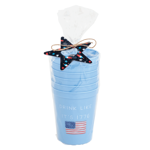Blue Americana Party Cup Set with Bottle Opener