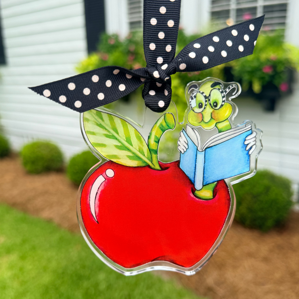 Bookworm Acrylic Christmas Ornament