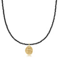 choker faceted hematite 2mm bead - inspire small gold charm