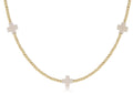 choker signature cross gold pattern 2mm bead - off-white