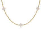 choker signature cross gold pattern 2mm bead - off-white