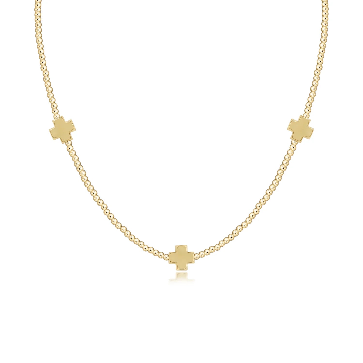 choker signature cross gold pattern 2mm bead - signature cross gold 15"