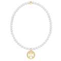classic pearl 3mm bracelet - guardian angel gold disc