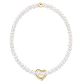 classic pearl 3mm bracelet - love gold charm