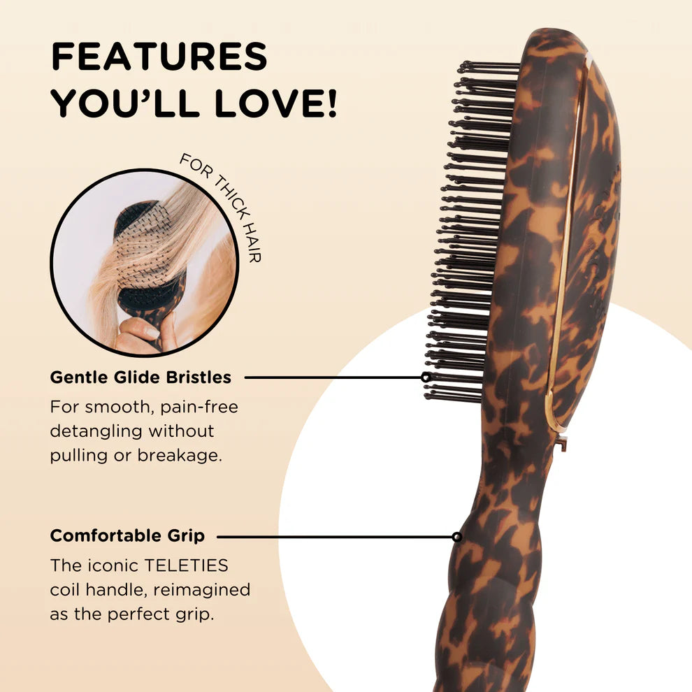 Teleties Detangler Hair Brush for Thick Hair – Tortoise