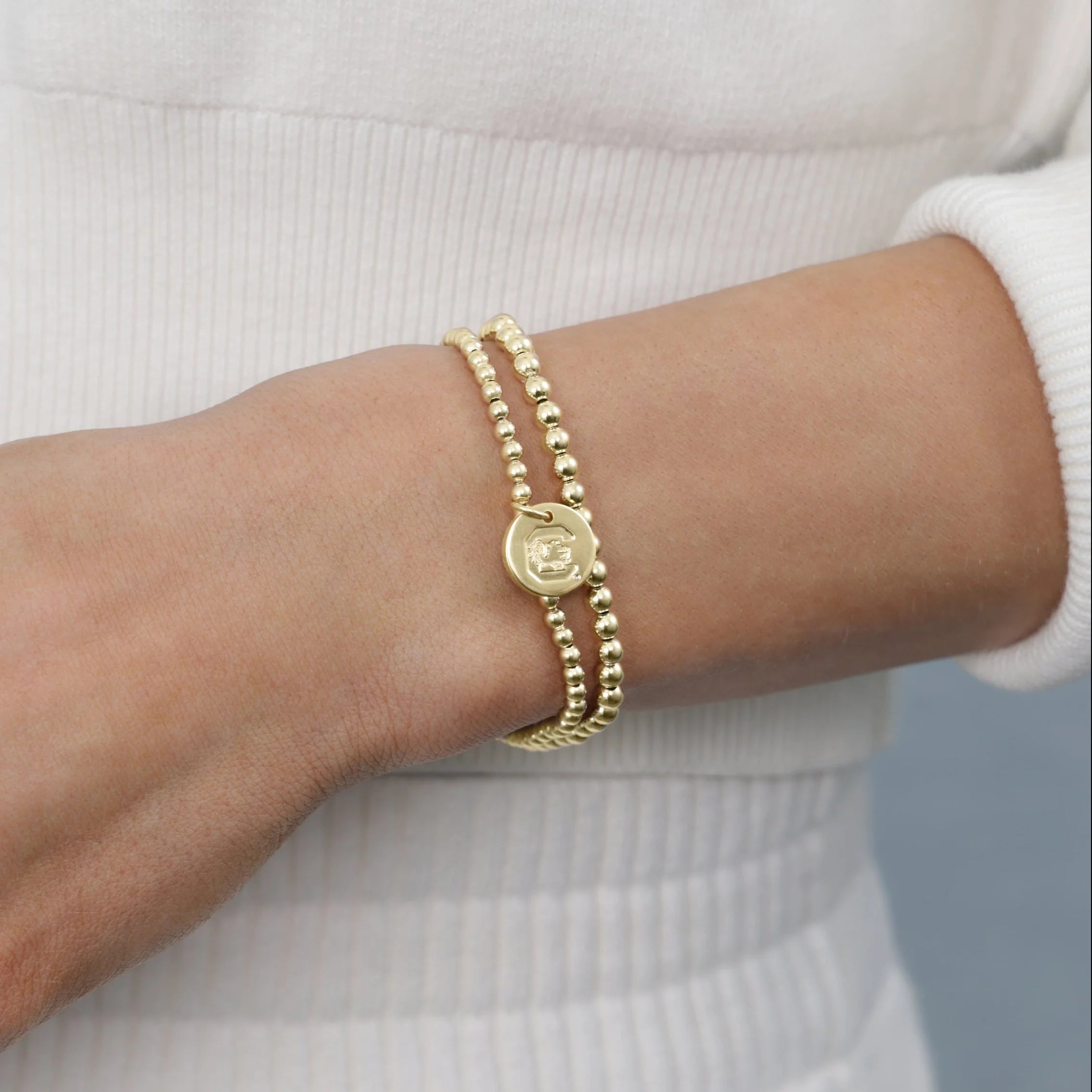 eCOLLEGIATE Classic Gold 3mm bracelet  - South Carolina Disc