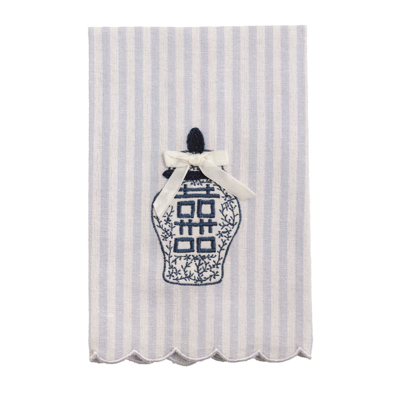 Embroidered Ginger Jar Tea Towel