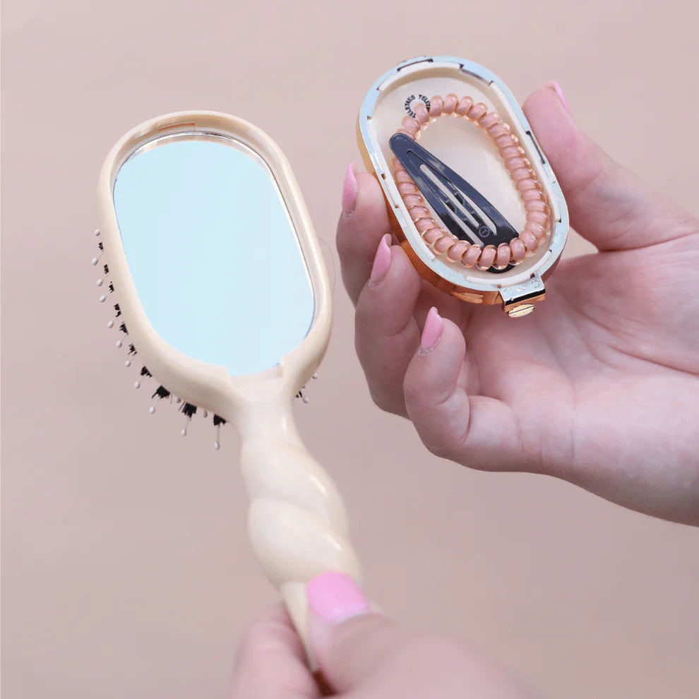 Teleties Mini Boar Bristle Hair Brush - Tan