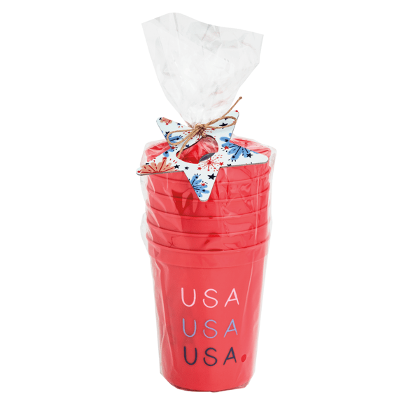 Red Americana Party Cup Set with Bottle Opener