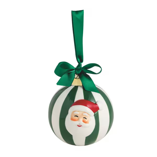 Santa Green Whimsy Ball Ornament