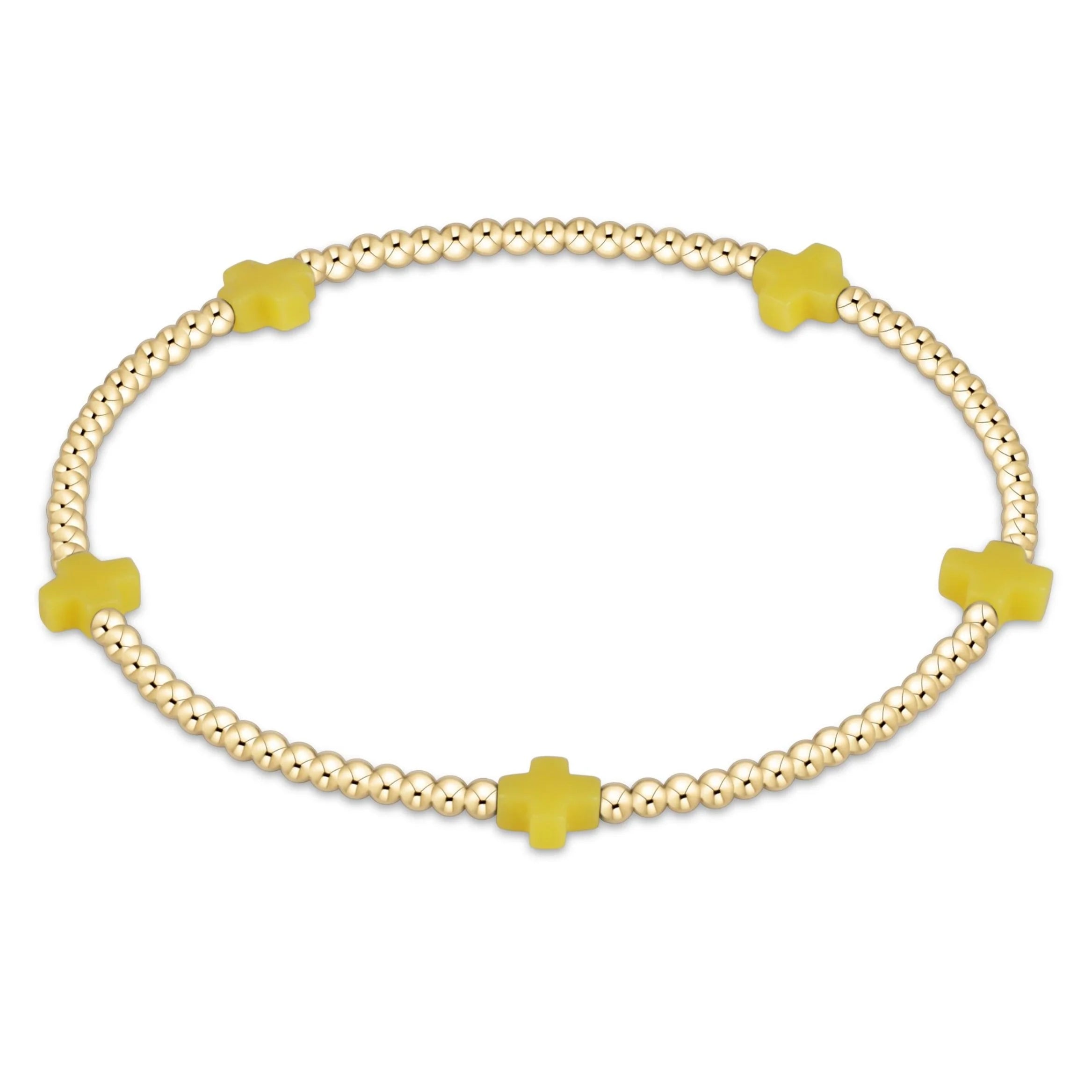 small signature cross 2mm gold bracelet canary
