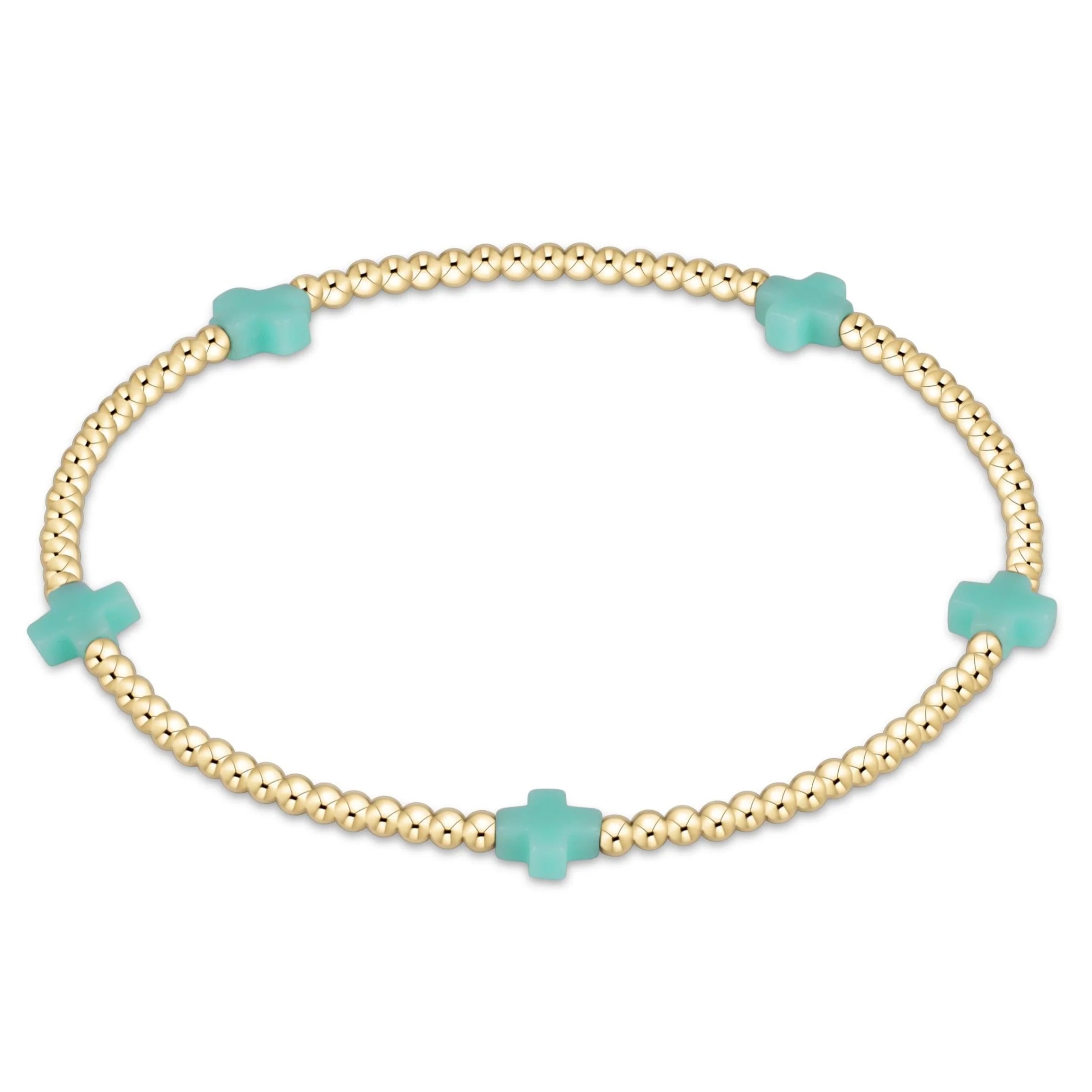 small signature cross 2mm gold bracelet mint