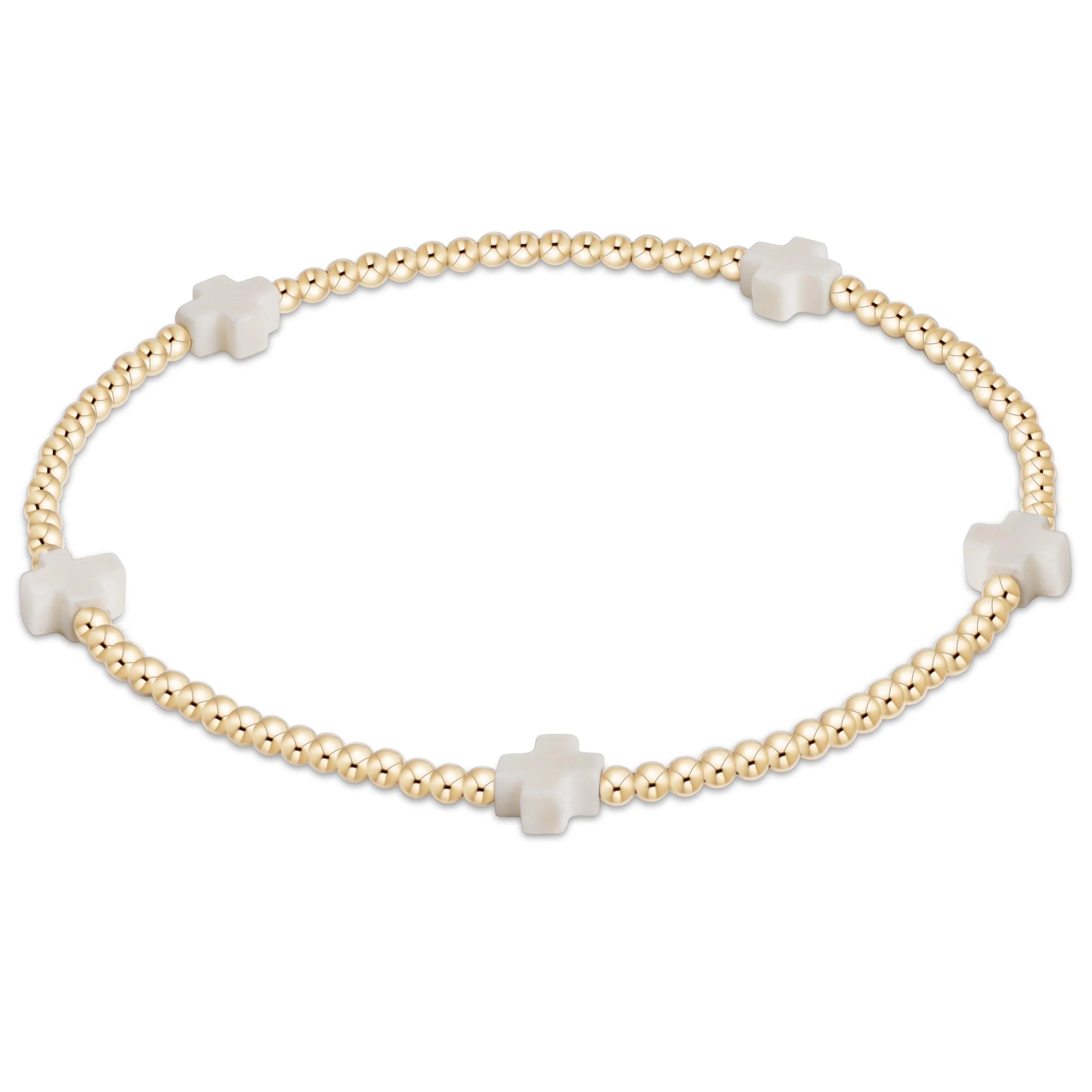 small signature cross 2mm gold bracelet off white